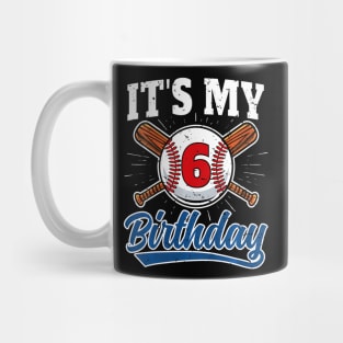 Kids 6 Years Old Baseball Player 6Th Birthday Party Boy Girl Mug